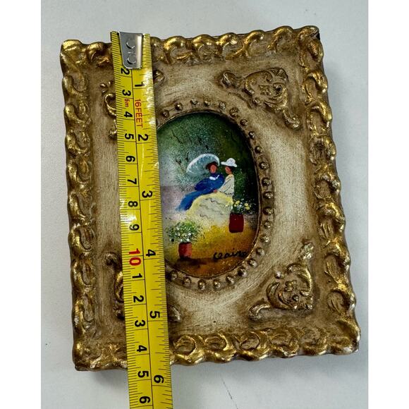 MCM 1974 Painted Metal Victorian Women Miniature Decorative 6” Ornate - Picture 5 of 7